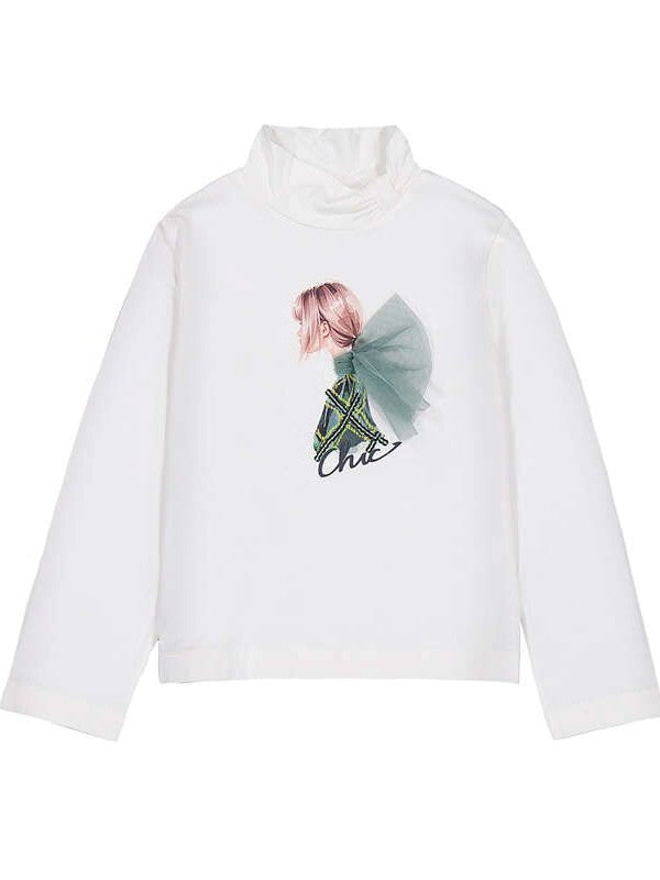 NOVITA'
T-SHIRT MAYORAL BAMBINA MANICA LUNGA CON MEZZO COLLO COLORE LATTE 4001