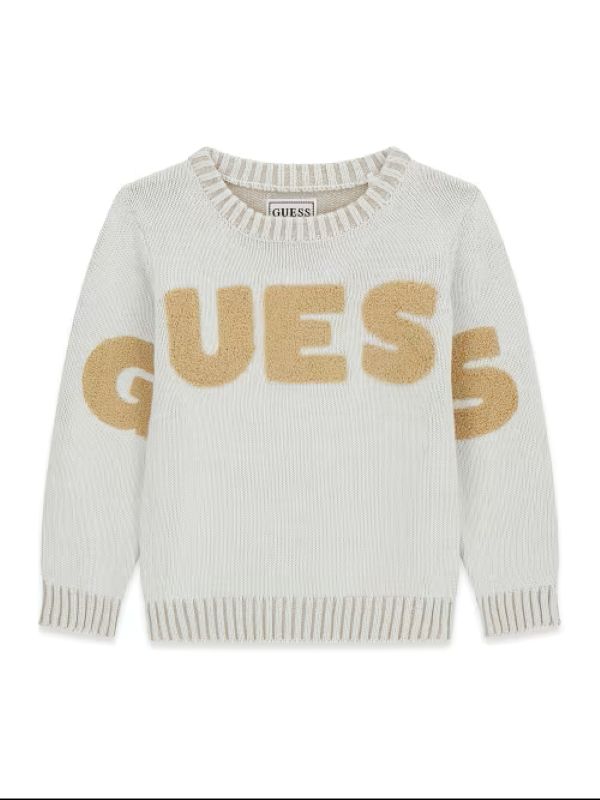 NOVITA'
MAGLIONE IN FILO CALDO COTONE BEIGE GUESS BAMBINO RICAMATO 
N6YR07Z0904