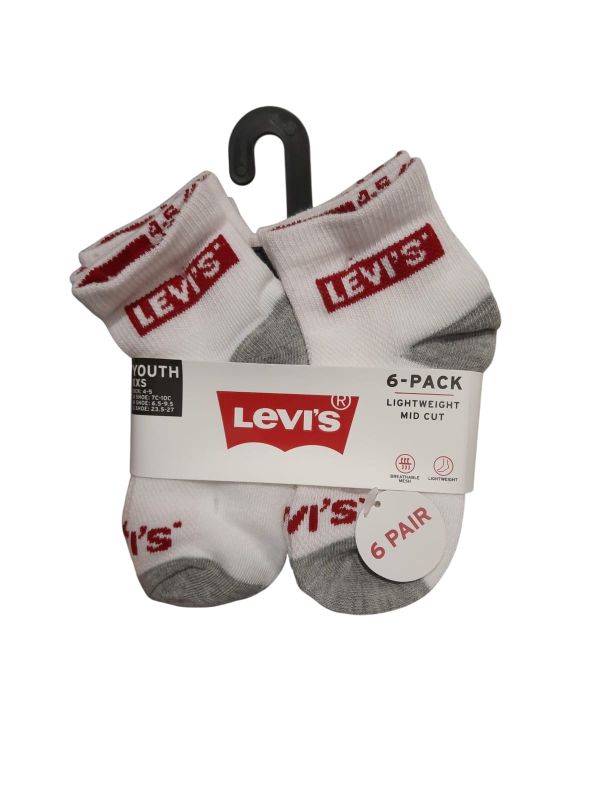 NOVITA'
CALZINI 6PZ LEVI'S BAMBINO UNISEX BIANCHI CON LOGO ROSSO
BL0268