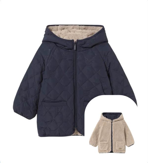 NOVITA'
GIUBBOTTO NEONATO MAYORAL REVERSIBILE IN TRAPUNTA BLU ED ECO-PELLICCIA PANNA 2424