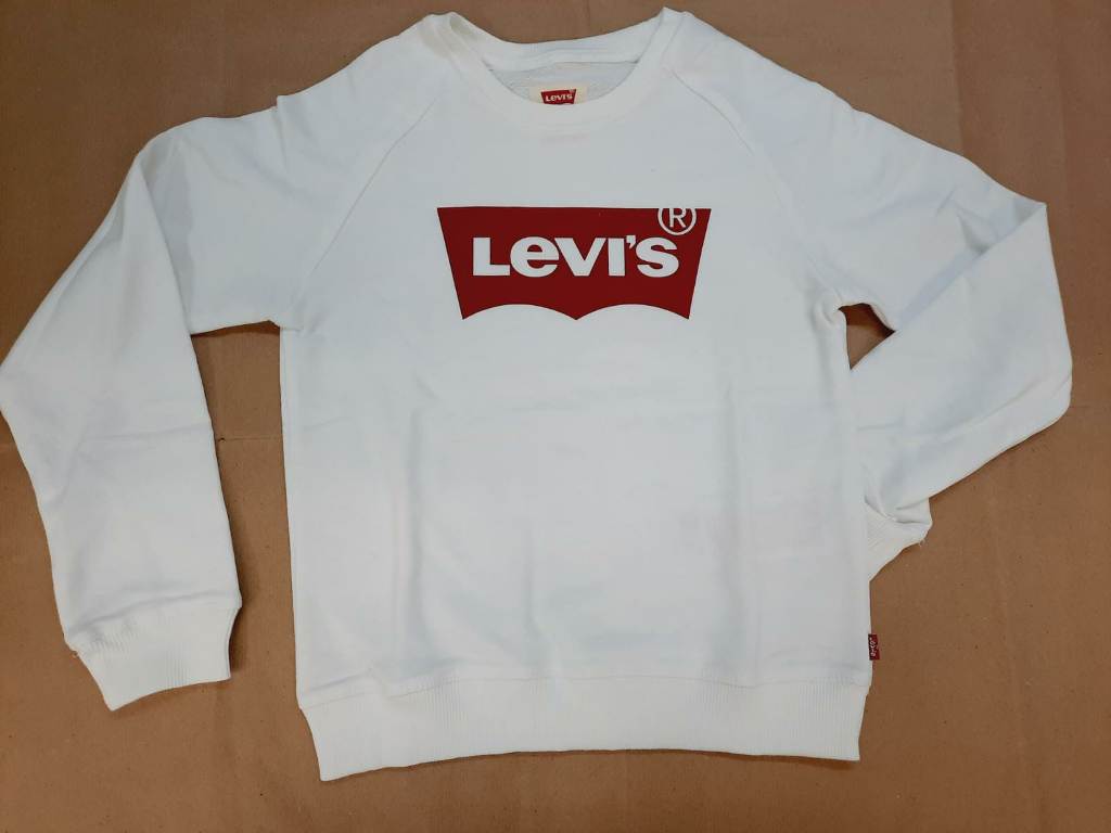 FELPA RAGAZZO LEVI'S COLORE BIANCO, GIROCOLLO 70% COTONE 30% POLIESTERE MODELLO 4E6660