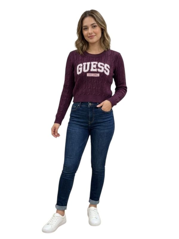NOVITA'
MAGLIONE A TRECCIA MODELLO CROP TOP GUESS RAGAZZA BORDEAUX J6YR11Z0843