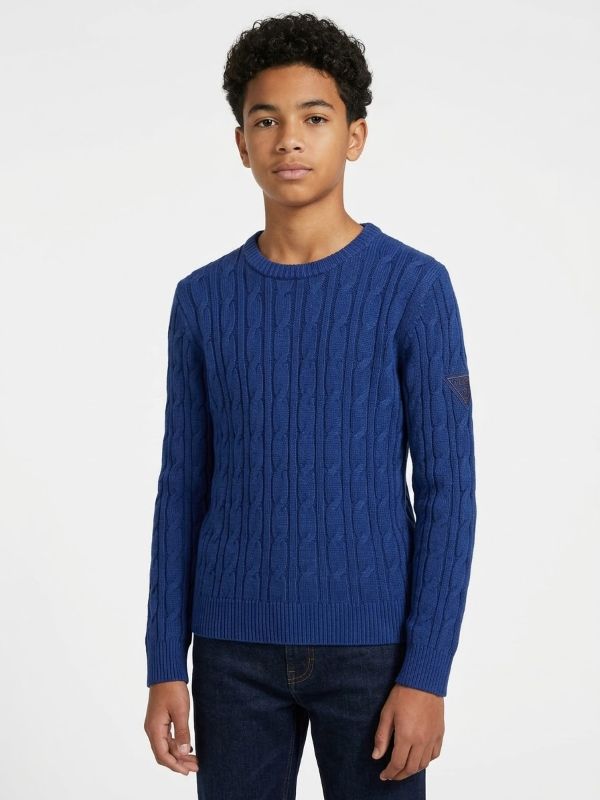 NOVITA'
MAGLIONE RAGAZZO GUESS IN FILO DI VISCOSA BLU ROYAL 
L6BR10Z1589