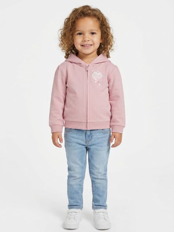 NOVITA'
FELPA CON ZIP IN CALDO COTONE GUESS BAMBINA ROSA 
K6YQ07K3857