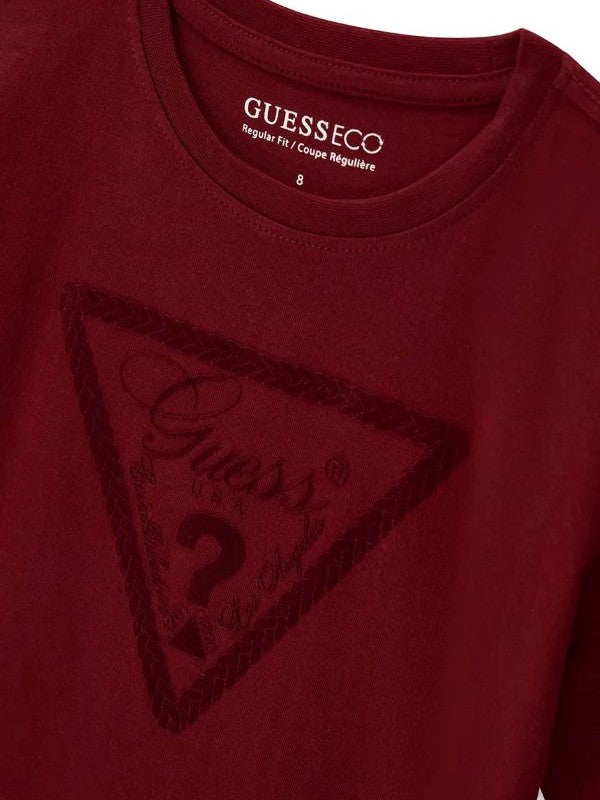 NOVITA'
T-SHIRT IN CALDO COTONE GUESS RAGAZZO BORDEAUX 
L6YI22K3755