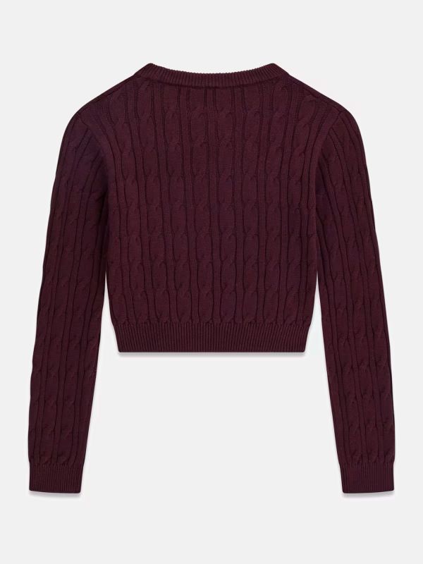 NOVITA'
MAGLIONE A TRECCIA MODELLO CROP TOP GUESS RAGAZZA BORDEAUX J6YR11Z0843