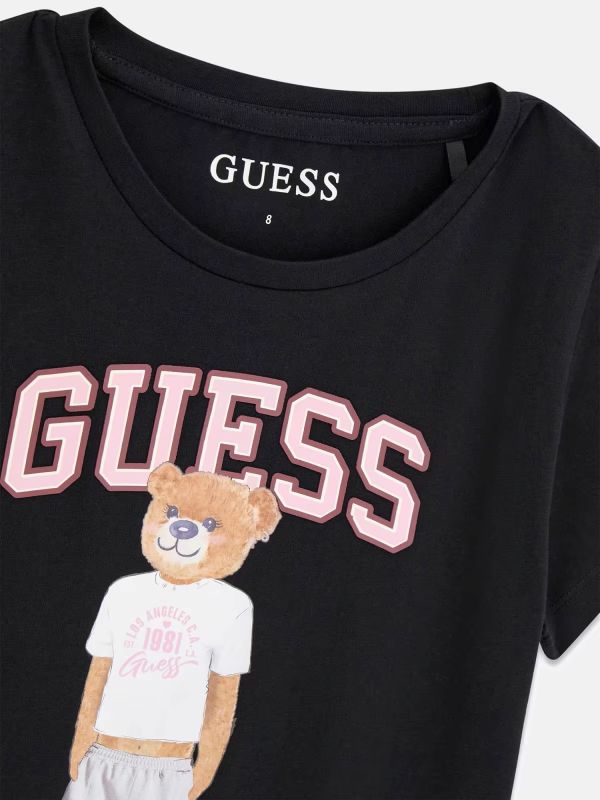 NOVITA'
T-SHIRT GUESS RAGAZZA TEDDY BLACK IN CALDO COTONE 
J6YI08K3710