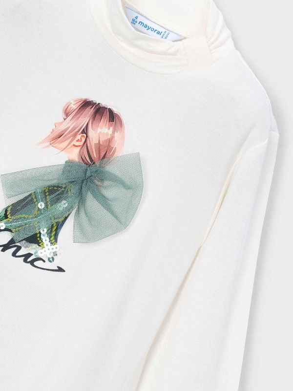 NOVITA'
T-SHIRT MAYORAL BAMBINA MANICA LUNGA CON MEZZO COLLO COLORE LATTE 4001