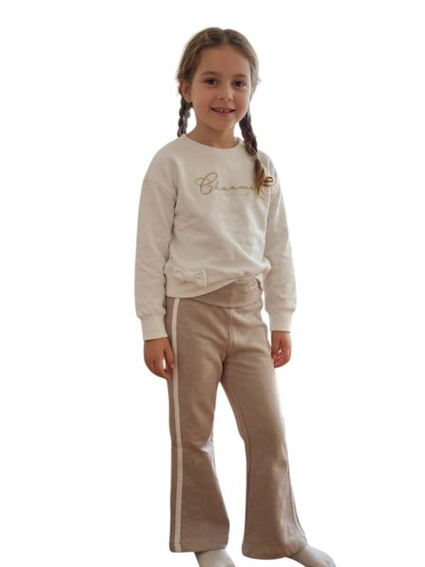 NOVITA'
COORDINATO YOURS BAMBINA LATTE E BEIGE CON PANTALONE A ZAMPA 
DY439