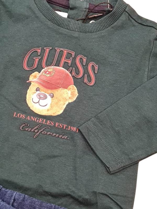 NOVITA'
COORDINATO GUESS NEONATO TEDDY GREEN 
I6YG07K4014