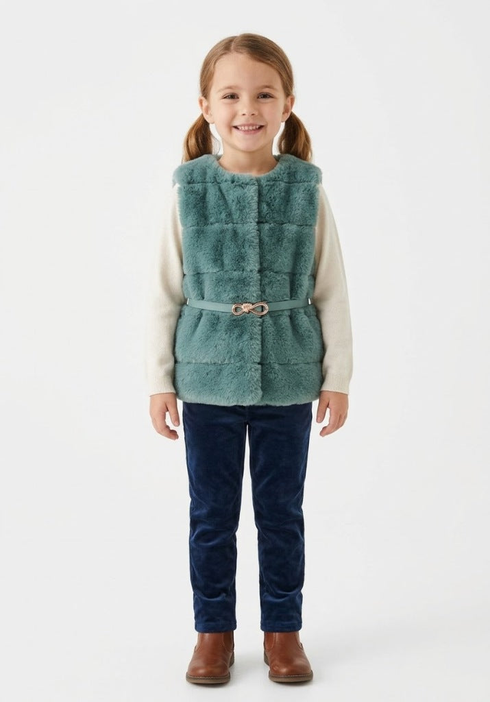 NOVITA'
GIUBBOTTO MAYORAL BAMBINA MODELLO GILLET IN ECO PELLICCIA VERDE CON CINTURA
4328