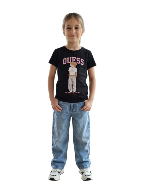 NOVITA'
T-SHIRT GUESS RAGAZZA TEDDY BLACK IN CALDO COTONE 
J6YI08K3710