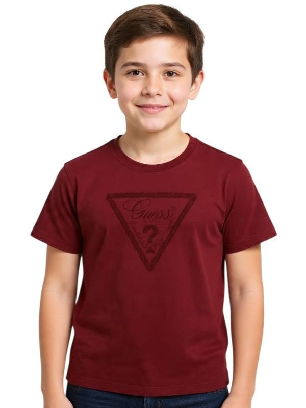 NOVITA'
T-SHIRT IN CALDO COTONE GUESS RAGAZZO BORDEAUX 
L6YI22K3755